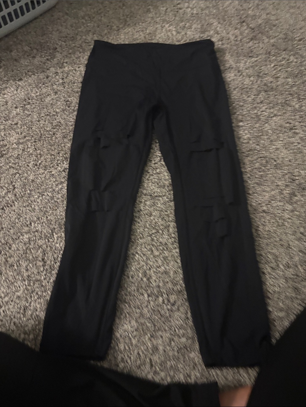 Women's Black Distressed Leggings - Sleek Everyday Style
